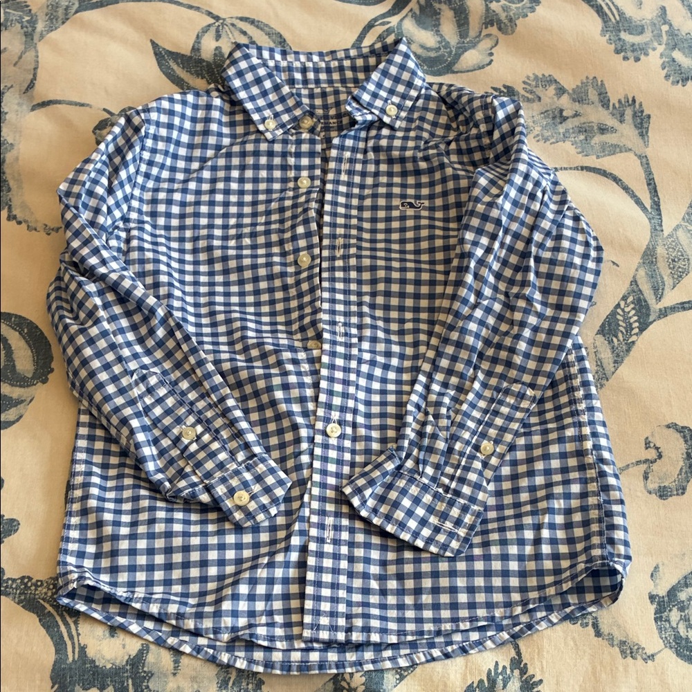 Kids Blue and White performance vineyard vibes Plaid Shirt size 5